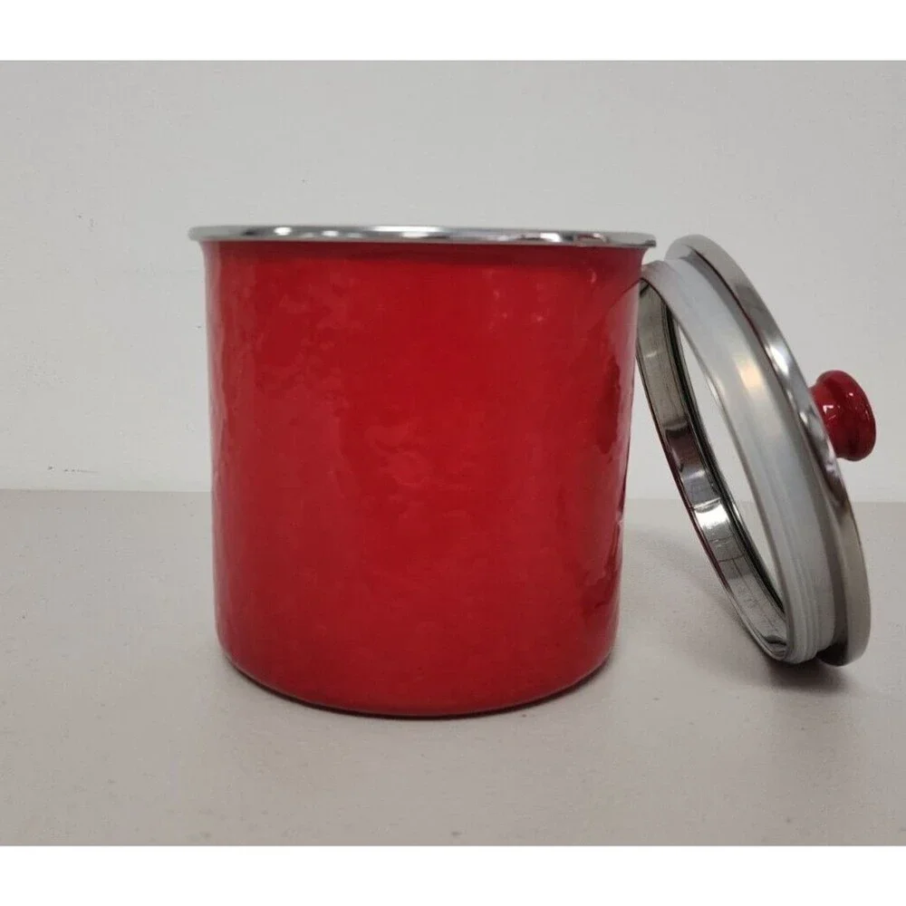 Golden Rabbit Enamelware - 2qt Canister (Solid Red) Solid‎ Red